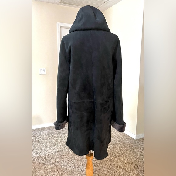 BISANG Genuine lamskin Shearling hoodie trend Coat luxurious mobwife pockets L - Picture 13 of 16